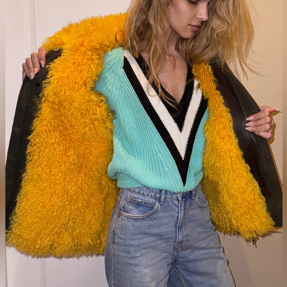 Mr. & Mrs. Italy Real lamb Fur lined hooded coat! - Picture 3 of 11